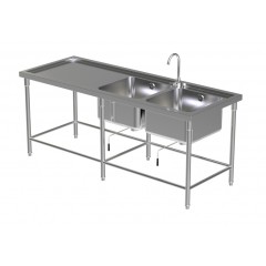 DOUBLE SINK TABLE W/FAUCET 3